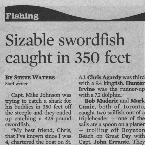 Fort Lauderdale 350 lb Swordfish Catch