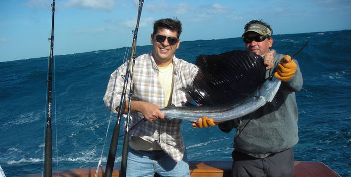 fishing boat in miami beach gets a sailfish